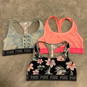 Set of 3 vs pink sports bras Size large